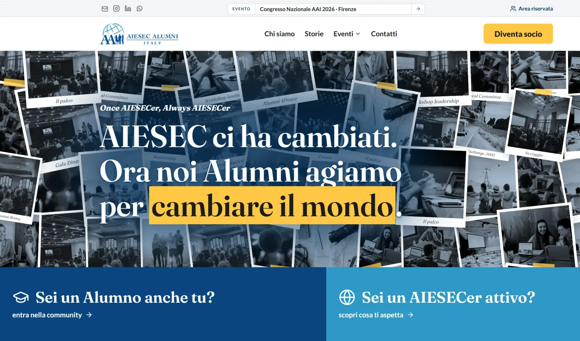 Homepage sito AIESEC Alumni Italia