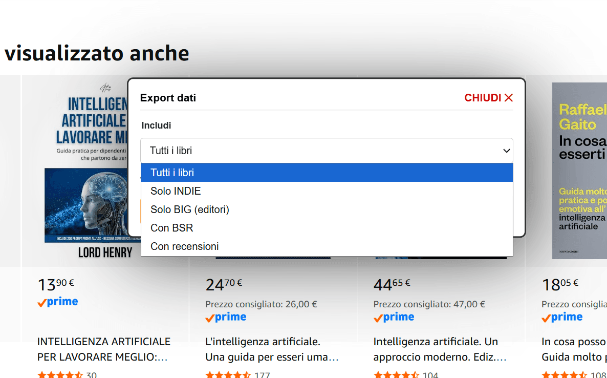 Export CSV con filtri